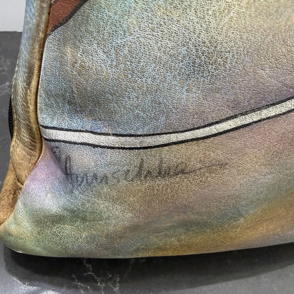 Vintage Aruschka Genuine Leather Artistic Shoulder Bag Crossbody Multicolor - Picture 4 of 14